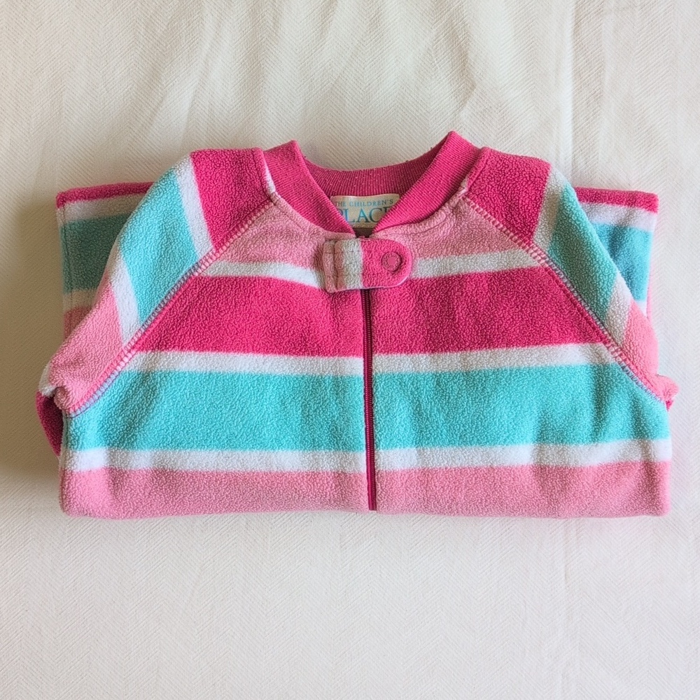 children's place striped fleece zipper footie sleeper pajamas 18 month baby girl